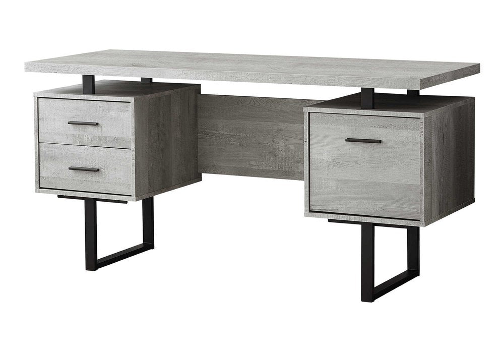 24" Gray and Black Computer Desk With Three Drawers