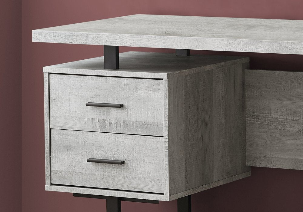 24" Gray and Black Computer Desk With Three Drawers