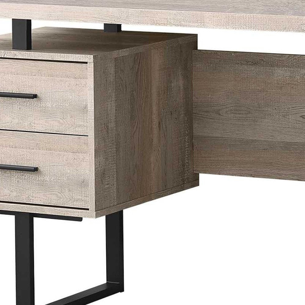 24" Gray and Black Computer Desk With Three Drawers