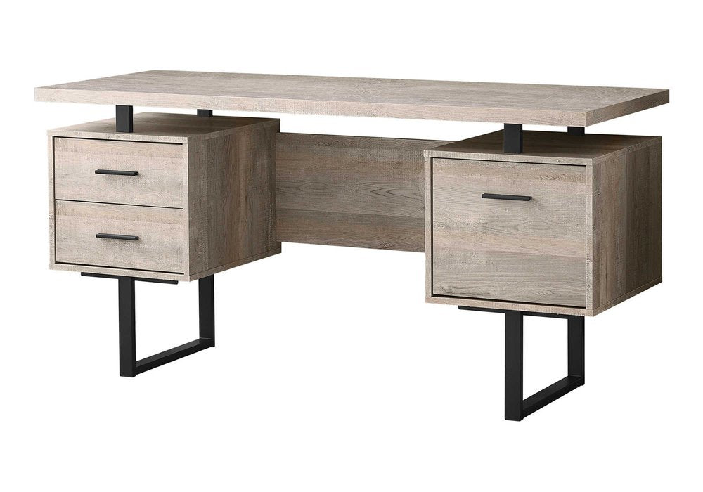24" Gray and Black Computer Desk With Three Drawers