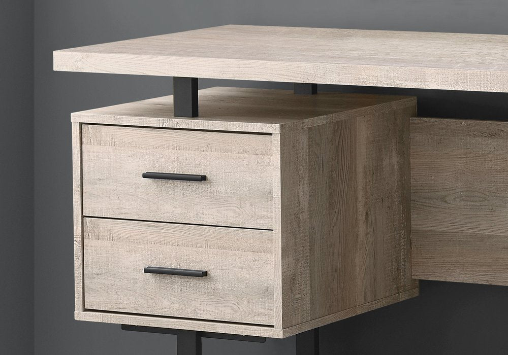 24" Gray and Black Computer Desk With Three Drawers