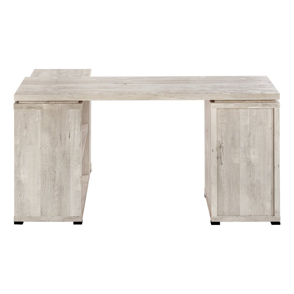 47" Taupe L Shape Computer Desk With Three Drawers