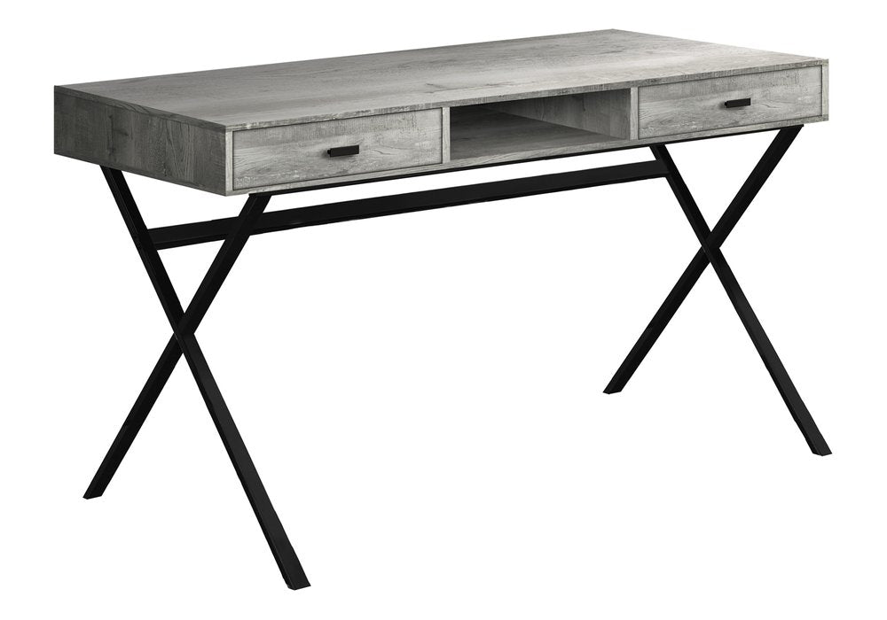 24" Gray and Black Computer Desk With Two Drawers