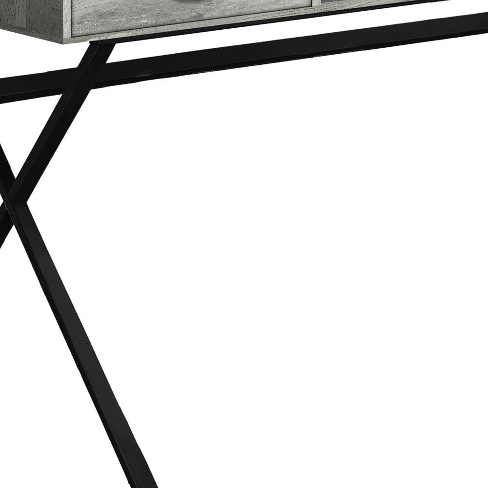 Escritorio para computadora de 24" gris y negro con dos cajones