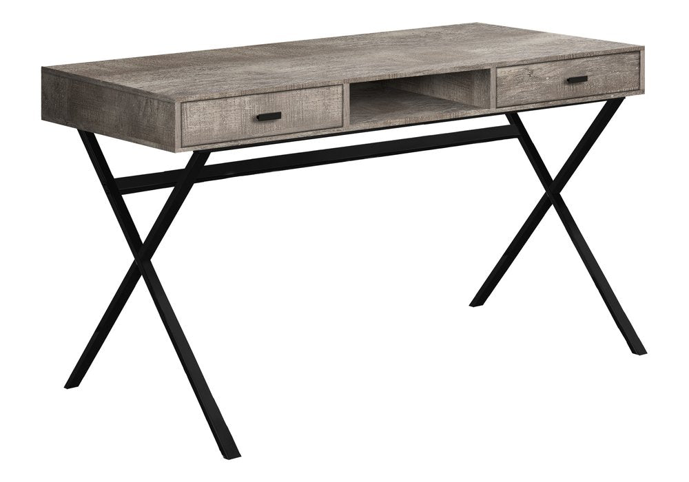 24" Gray and Black Computer Desk With Two Drawers
