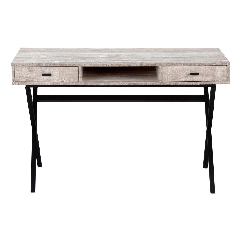 24" Gray and Black Computer Desk With Two Drawers