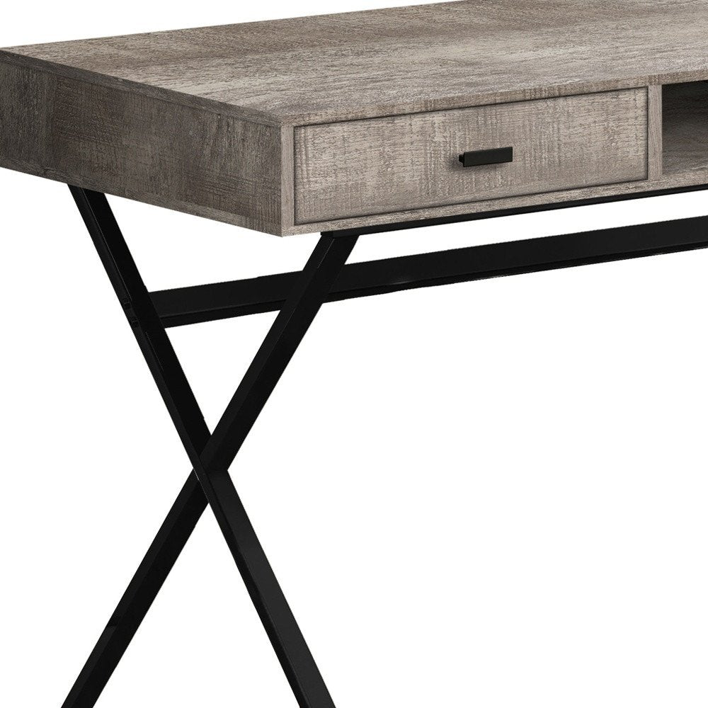 24" Gray and Black Computer Desk With Two Drawers