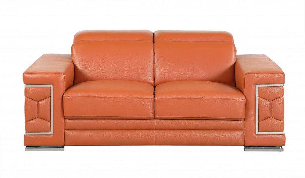 Conjunto de asientos para cinco personas en cuero italiano camello para interiores de dos piezas