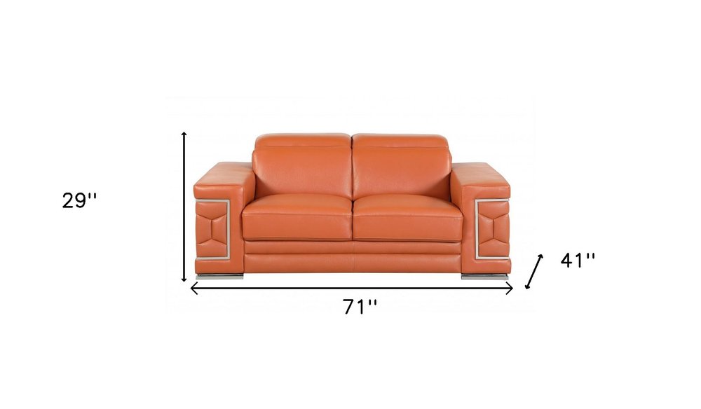 Conjunto de asientos para cinco personas en cuero italiano camello para interiores de dos piezas