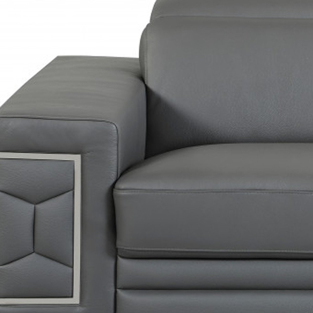 Conjunto de asientos para cinco personas en cuero italiano gris oscuro de dos piezas para interiores