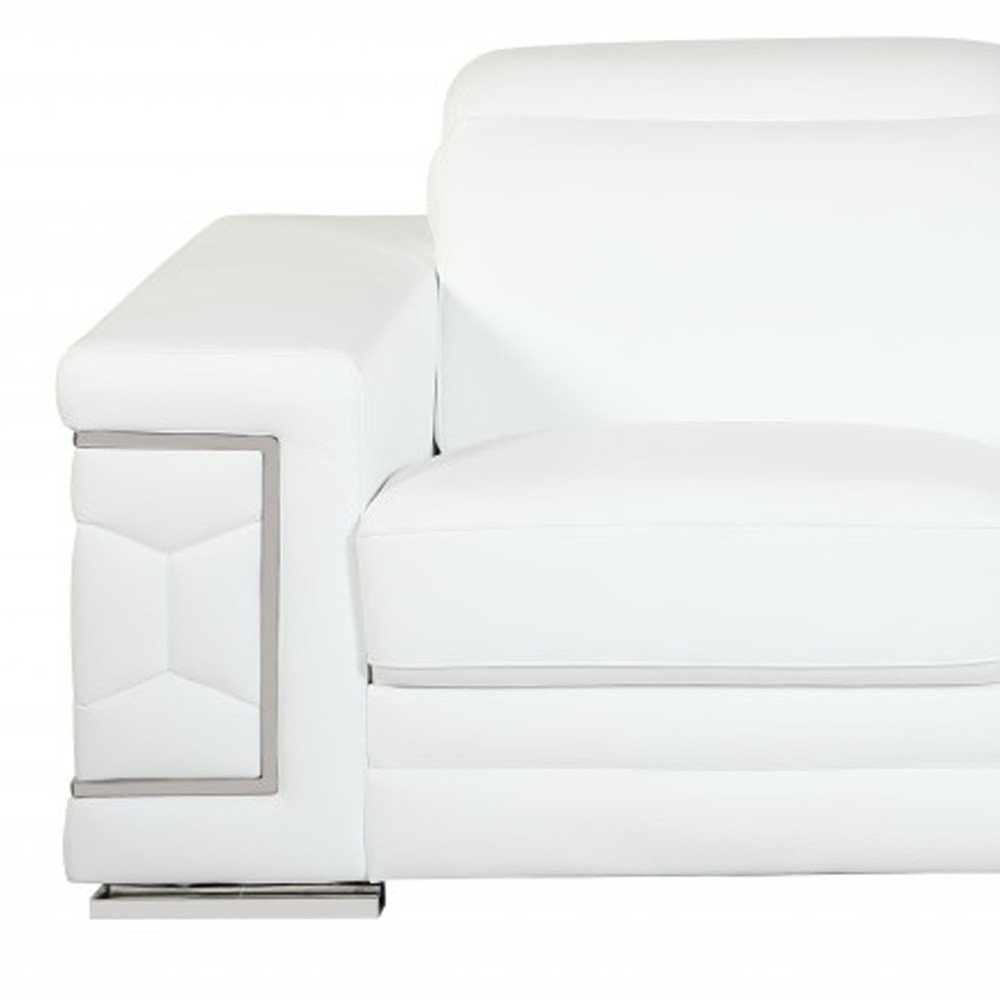 Conjunto de asientos para cinco personas en cuero italiano blanco de dos piezas para interiores
