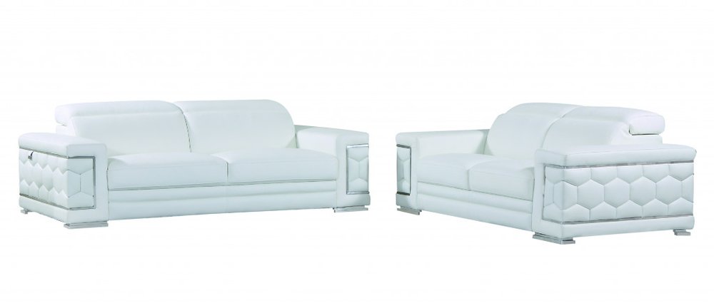 Conjunto de asientos para cinco personas en cuero italiano blanco de dos piezas para interiores