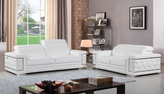 Conjunto de asientos para cinco personas en cuero italiano blanco de dos piezas para interiores