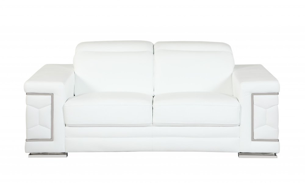 Conjunto de asientos para cinco personas en cuero italiano blanco de dos piezas para interiores