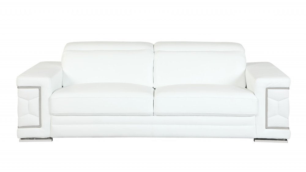 Conjunto de asientos para cinco personas en cuero italiano blanco de dos piezas para interiores