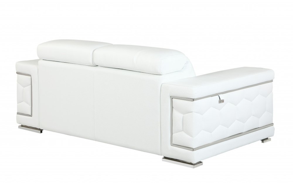 Conjunto de asientos para cinco personas en cuero italiano blanco de dos piezas para interiores
