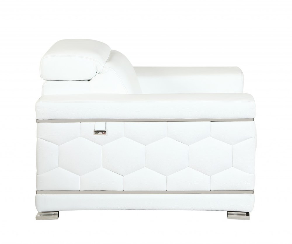 Conjunto de asientos para cinco personas en cuero italiano blanco de dos piezas para interiores
