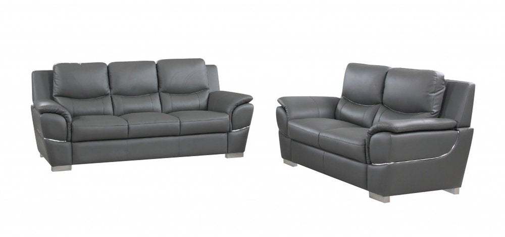 Conjunto de asientos para cinco personas de cuero genuino gris de dos piezas para interiores