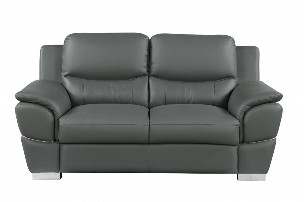 Conjunto de asientos para cinco personas de cuero genuino gris de dos piezas para interiores