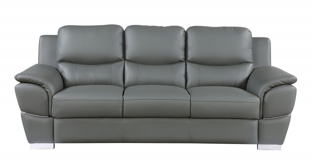 Conjunto de asientos para cinco personas de cuero genuino gris de dos piezas para interiores