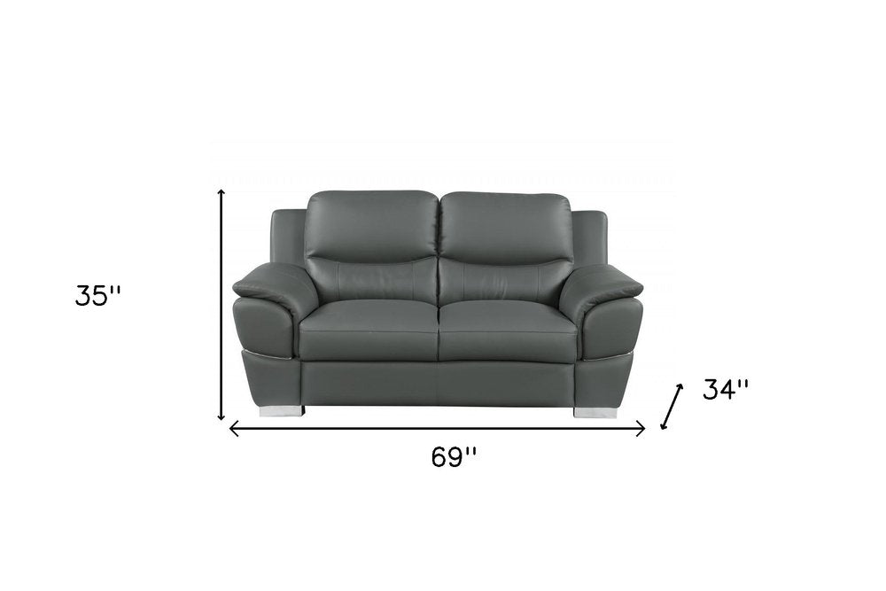 Conjunto de asientos para cinco personas de cuero genuino gris de dos piezas para interiores