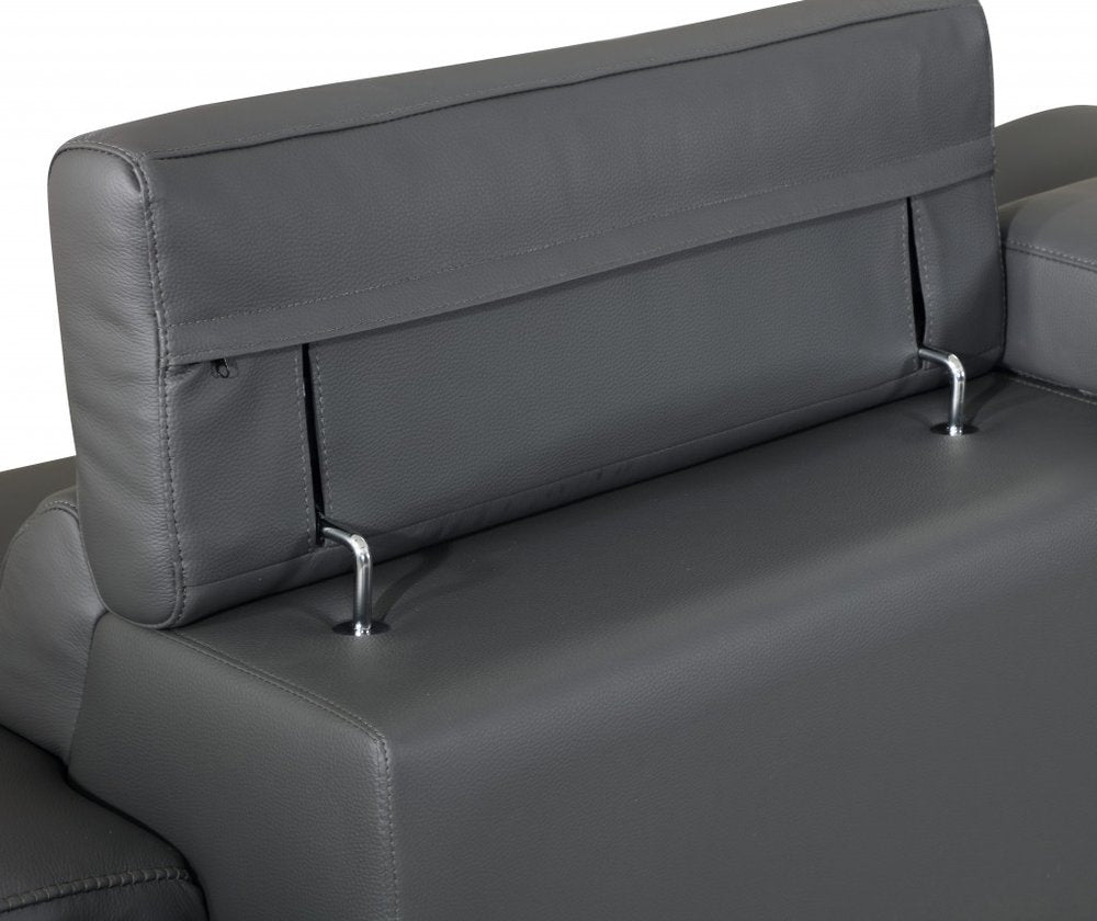 Conjunto de asientos para cinco personas en cuero italiano gris oscuro de dos piezas para interiores