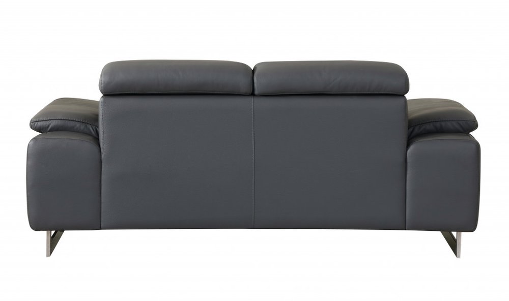 Conjunto de asientos para cinco personas en cuero italiano gris oscuro de dos piezas para interiores