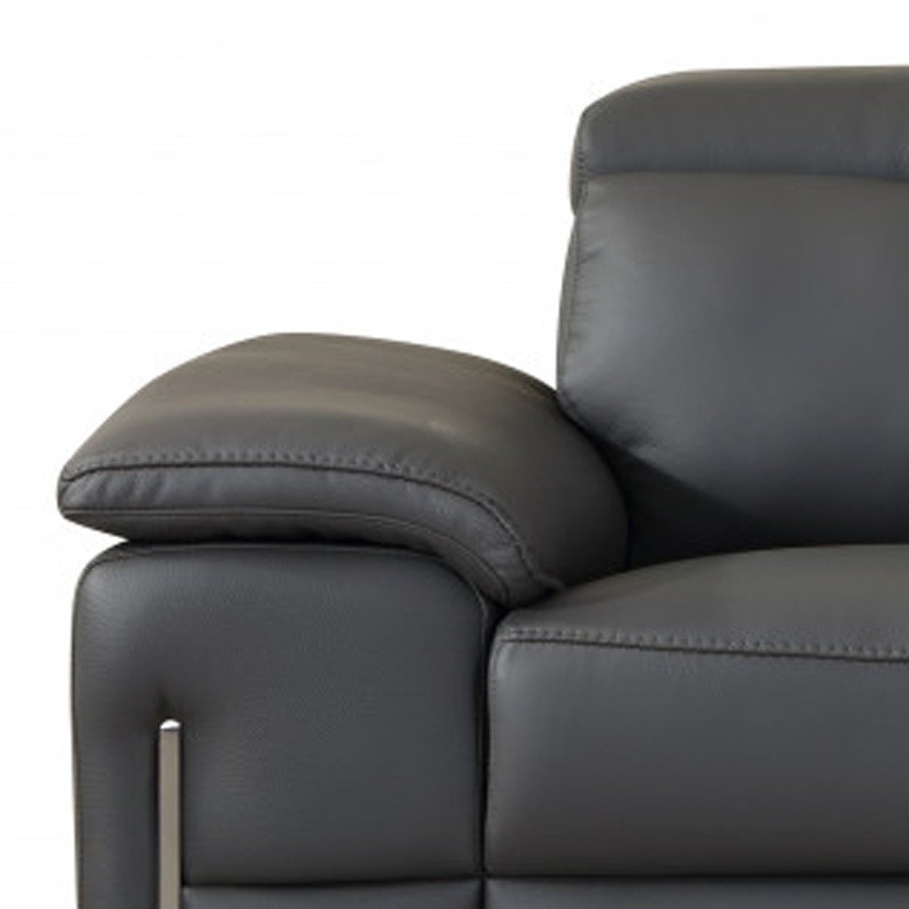 Conjunto de asientos para cinco personas en cuero italiano gris oscuro de dos piezas para interiores