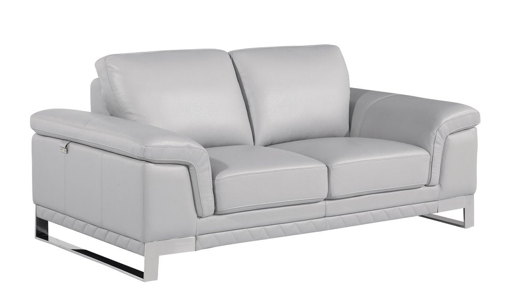 Conjunto de asientos para cinco personas de cuero italiano gris claro para interiores de dos piezas