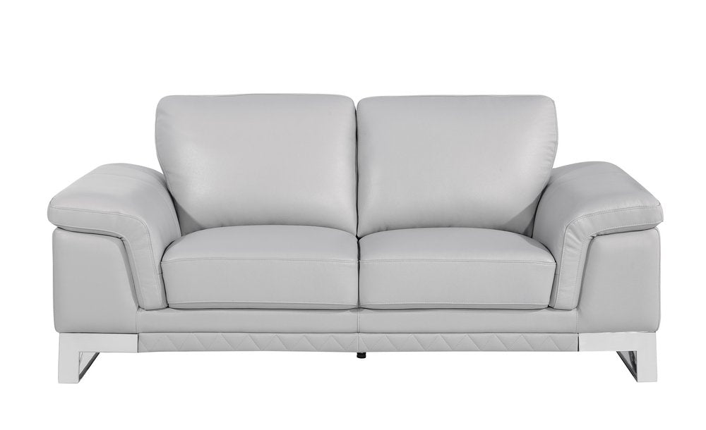 Conjunto de asientos para cinco personas de cuero italiano gris claro para interiores de dos piezas