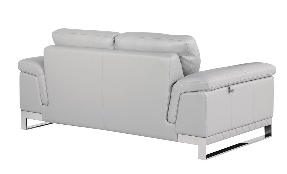Conjunto de asientos para cinco personas de cuero italiano gris claro para interiores de dos piezas