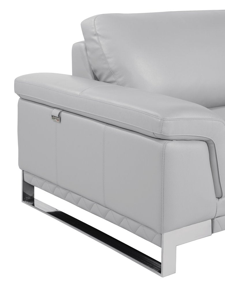 Conjunto de asientos para cinco personas de cuero italiano gris claro para interiores de dos piezas