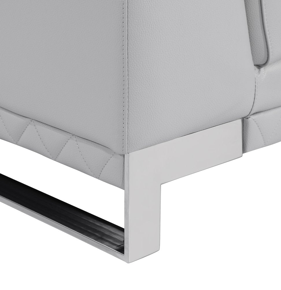 Conjunto de asientos para cinco personas de cuero italiano gris claro para interiores de dos piezas