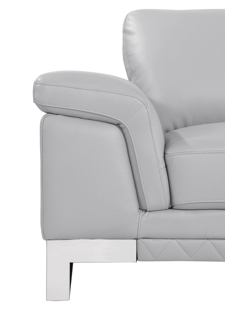 Conjunto de asientos para cinco personas de cuero italiano gris claro para interiores de dos piezas