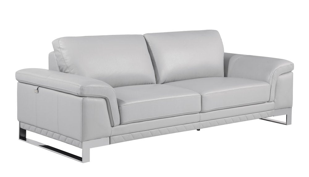 Conjunto de asientos para cinco personas de cuero italiano gris claro para interiores de dos piezas