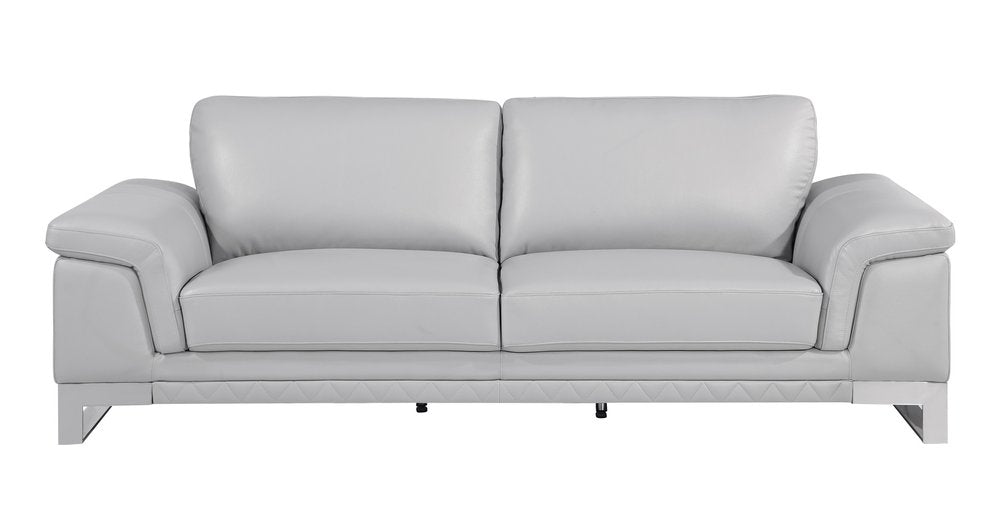 Conjunto de asientos para cinco personas de cuero italiano gris claro para interiores de dos piezas