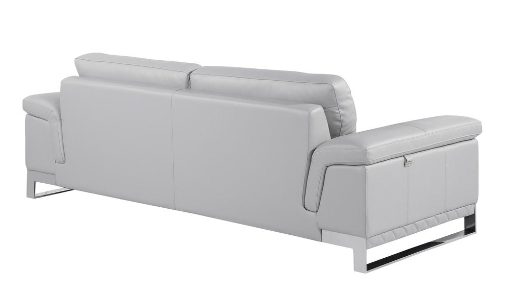 Conjunto de asientos para cinco personas de cuero italiano gris claro para interiores de dos piezas