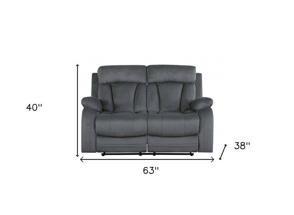 Conjunto de asientos para cinco personas de dos piezas en microfibra gris para interiores