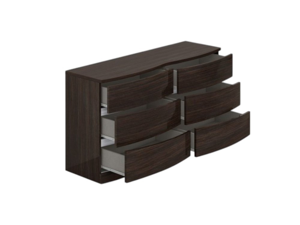 Juego de dormitorio de cuatro piezas de madera maciza marrón con espejo