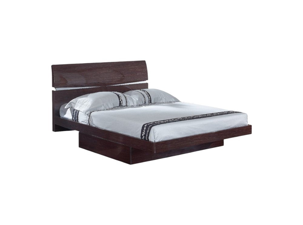 Juego de dormitorio de cuatro piezas de madera maciza marrón con espejo