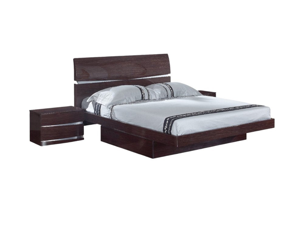 Juego de dormitorio de cuatro piezas de madera maciza marrón con espejo
