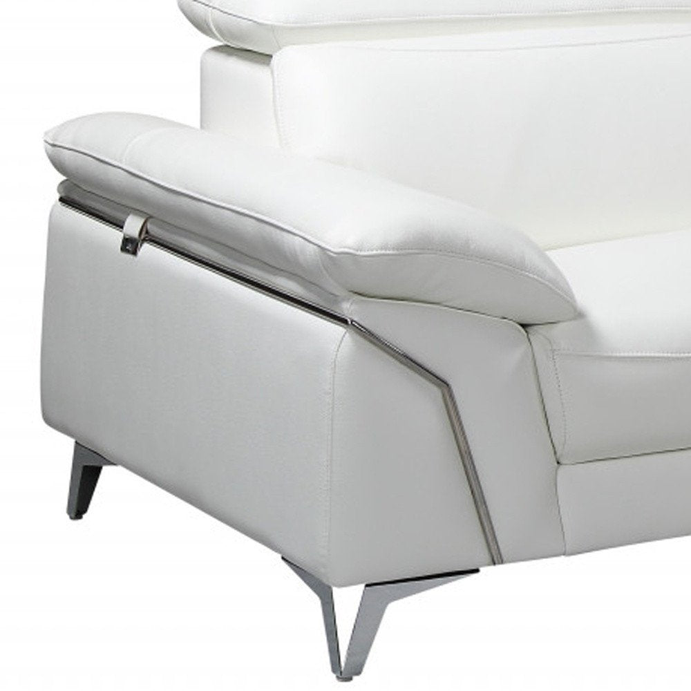 Sofá seccional de dos piezas en forma de L de cuero italiano blanco y chaise longue