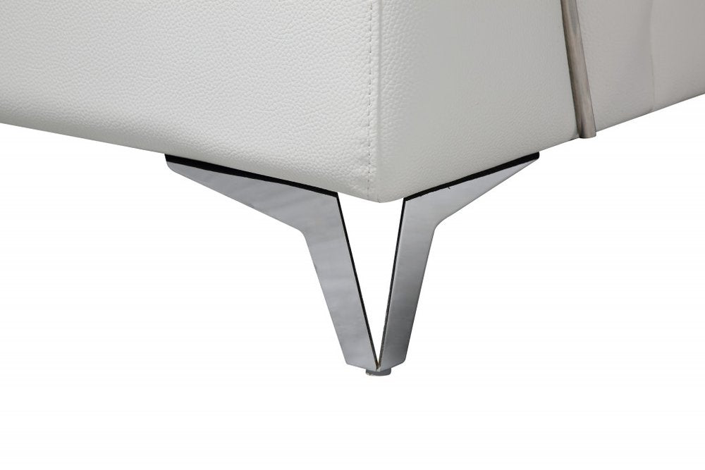 Sofá seccional de dos piezas en forma de L de cuero italiano blanco y chaise longue
