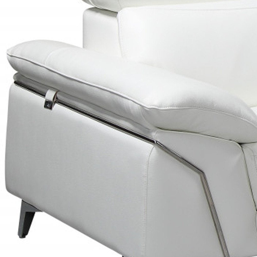 Sofá seccional de dos piezas en forma de L de cuero italiano blanco y chaise longue