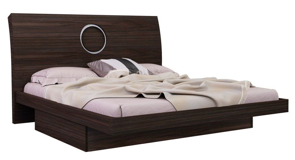 Juego de dormitorio de cuatro piezas de madera maciza marrón con espejo