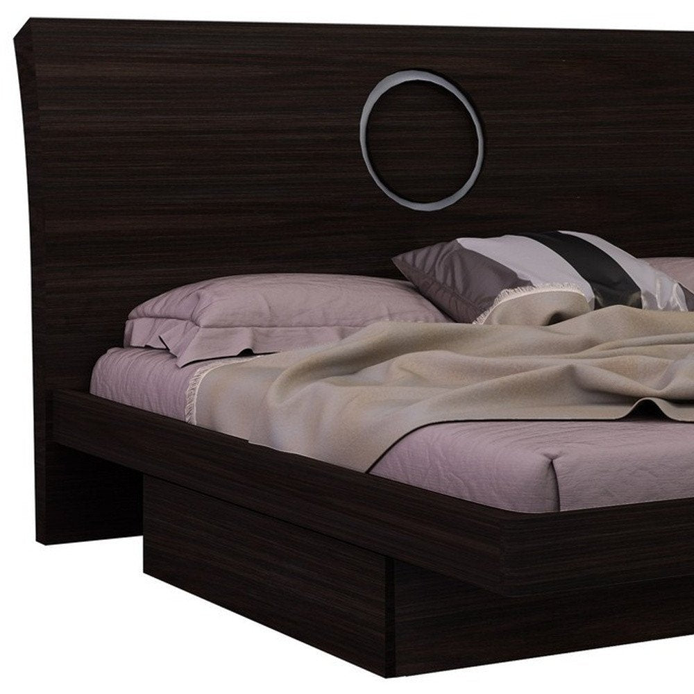 Juego de dormitorio de cuatro piezas de madera maciza marrón con espejo