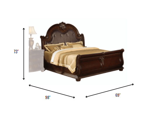 Estructura de cama de madera maciza marrón