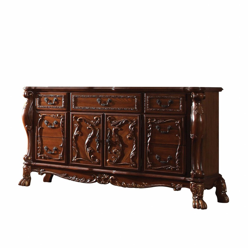 Cómoda de resina polivinílica de madera de roble cerezo de 20" x 66" x 38"