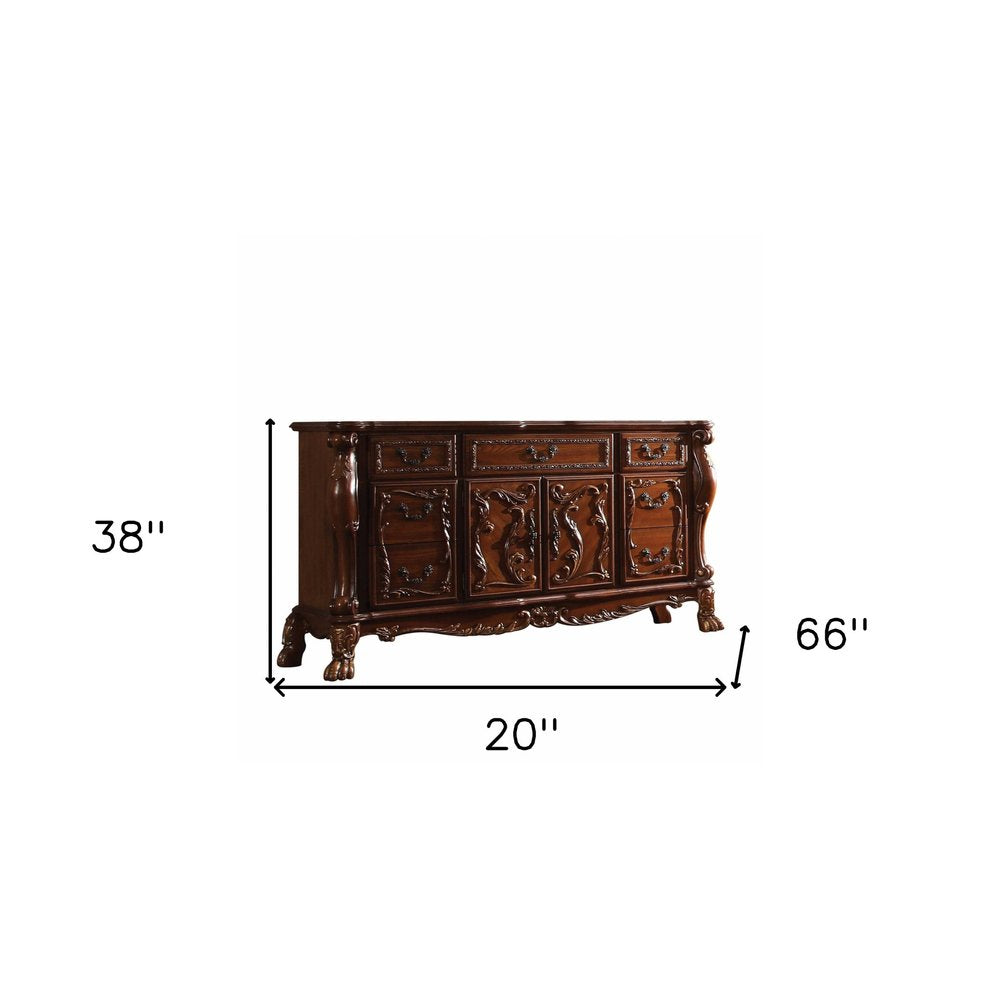 Cómoda de resina polivinílica de madera de roble cerezo de 20" x 66" x 38"