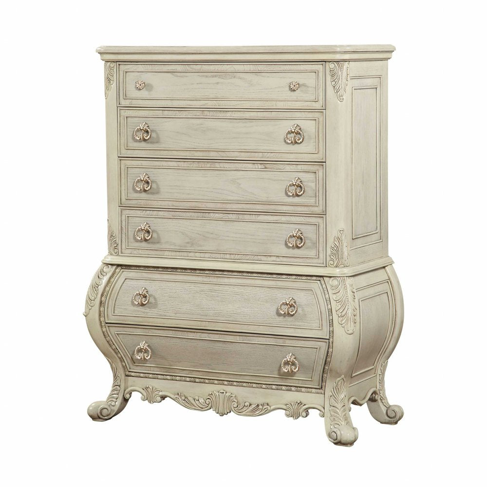 23" Off White Solid Wood Nine Drawer Double Dresser
